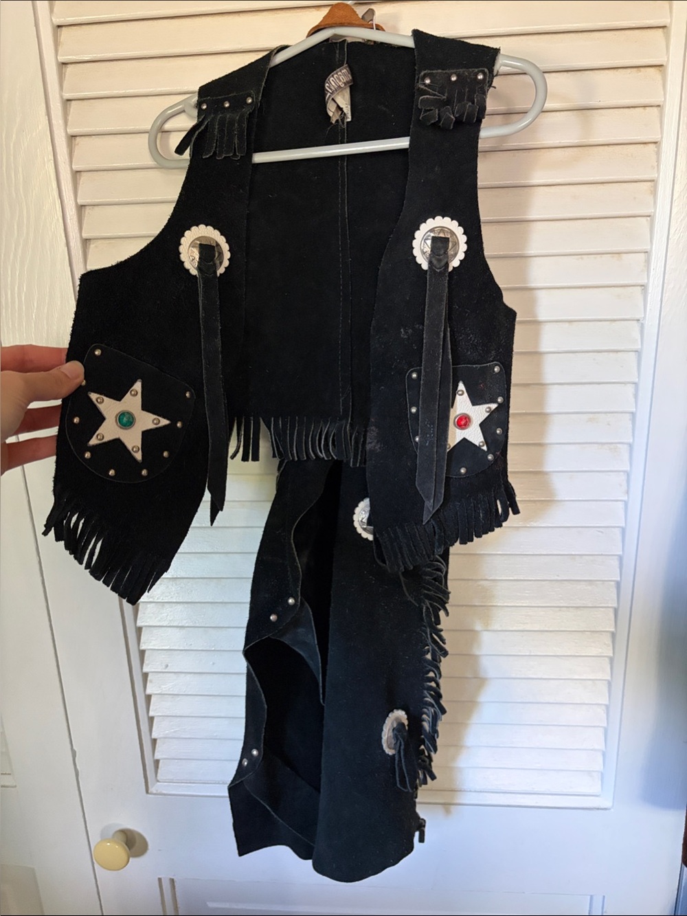 Child's Black Western Cowboy Vest and Chaps Costume Set